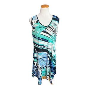 Womens Perseption Per Seption Concepts Cage Back Palm Print Sleeveless Dress - L